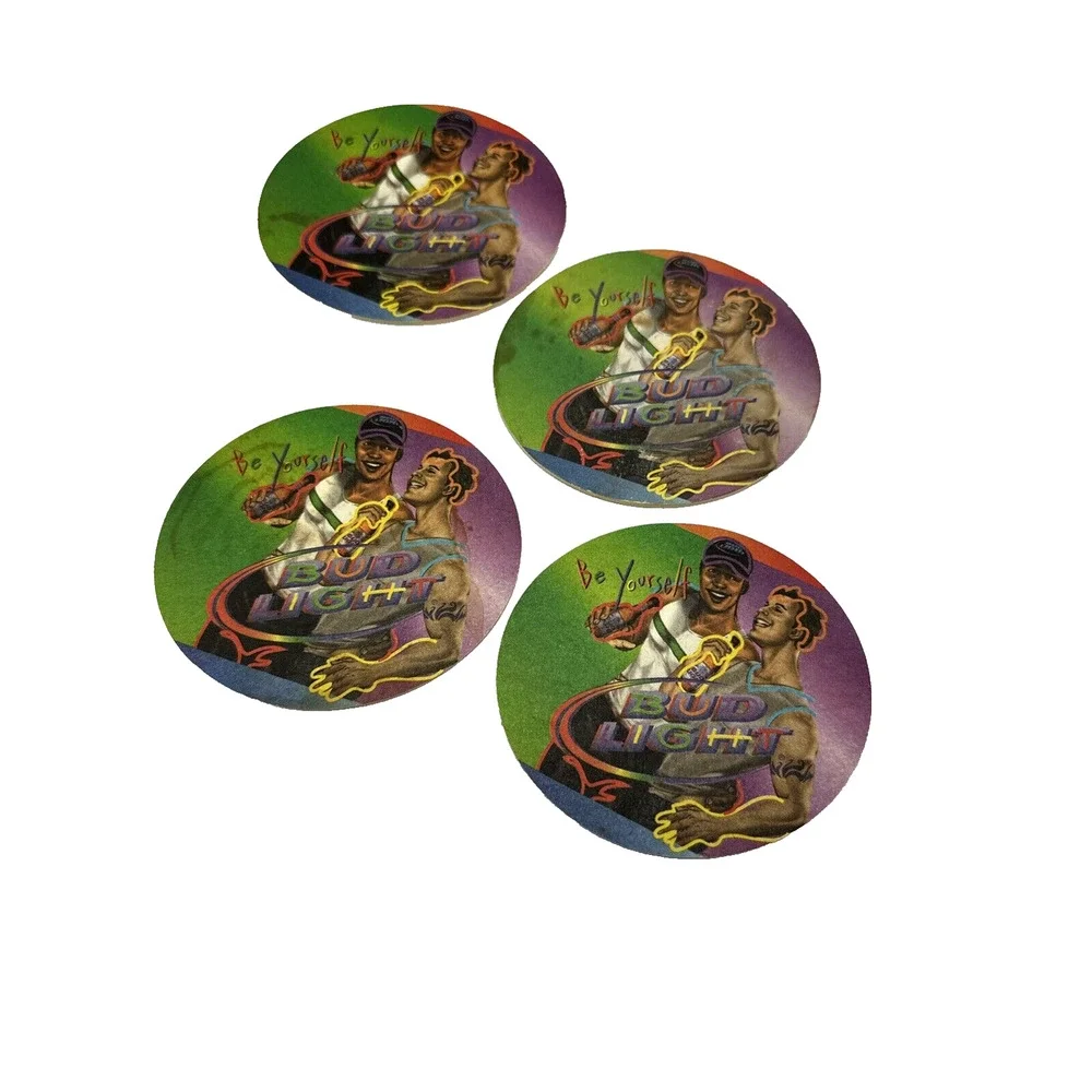 Bud Light Beer‎ Coasters Set of 4 Be Yourself Barware Drink Coasters